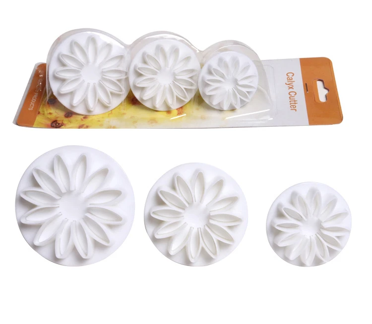 Special Low 3pcs/set Sun Flower Fondant Sugarcraft Cake Cookie Plunger Cutter Decorating Tool D772