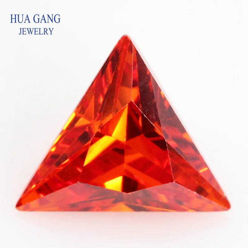 5A Orange Triangle Shape Cubic Zirconia Brilliant Cut Loose CZ Stone Synthetic Gems Beads For Jewelry Size 3x3-12x12mm