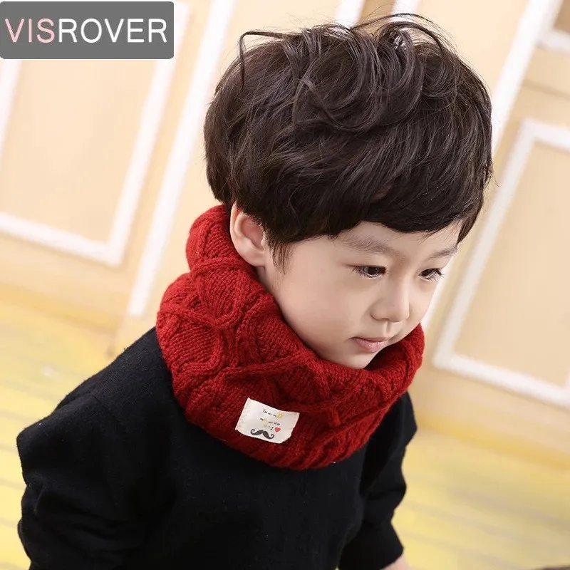 VISROVER Girls Boys Knitted Lic Scarf Baby Kids Snood Ring Infinity Cashmere Scarfs Loop Neck Circle Warm Scarves Neckerchief