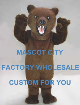 

Promotion Fierce Grizzly Mascot Costume Dark Brown Bear Mascotte Outfit Suit Party Carnival Fancy Dress FREE SHIP SW508