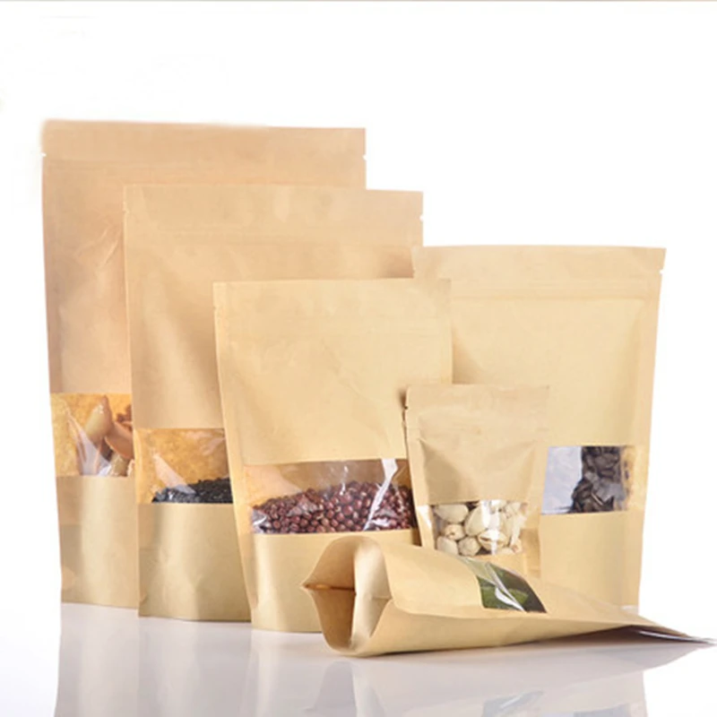 

Nontoxic Storage Bags Snack Packing Bag Food Grade Kraft Sealed Paper Food Nuts Parcel Disposable Oil-Absorbing Paper Bag 20pcs