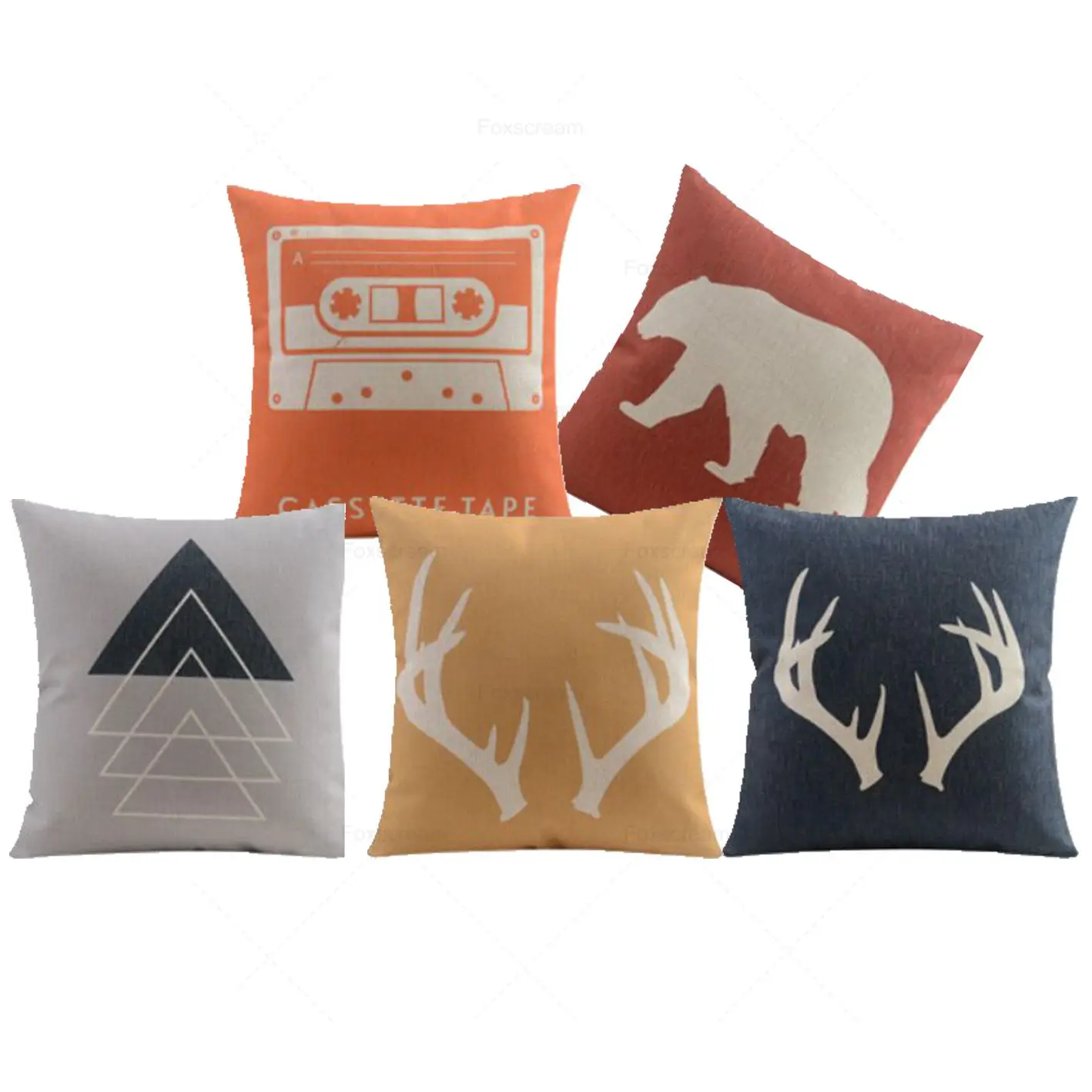 

Scandinavian Style Pillow Case Nordic Style Decorative Pillows Covers Orange Deer Linen Cushion Covers Home Decor Pillowcase