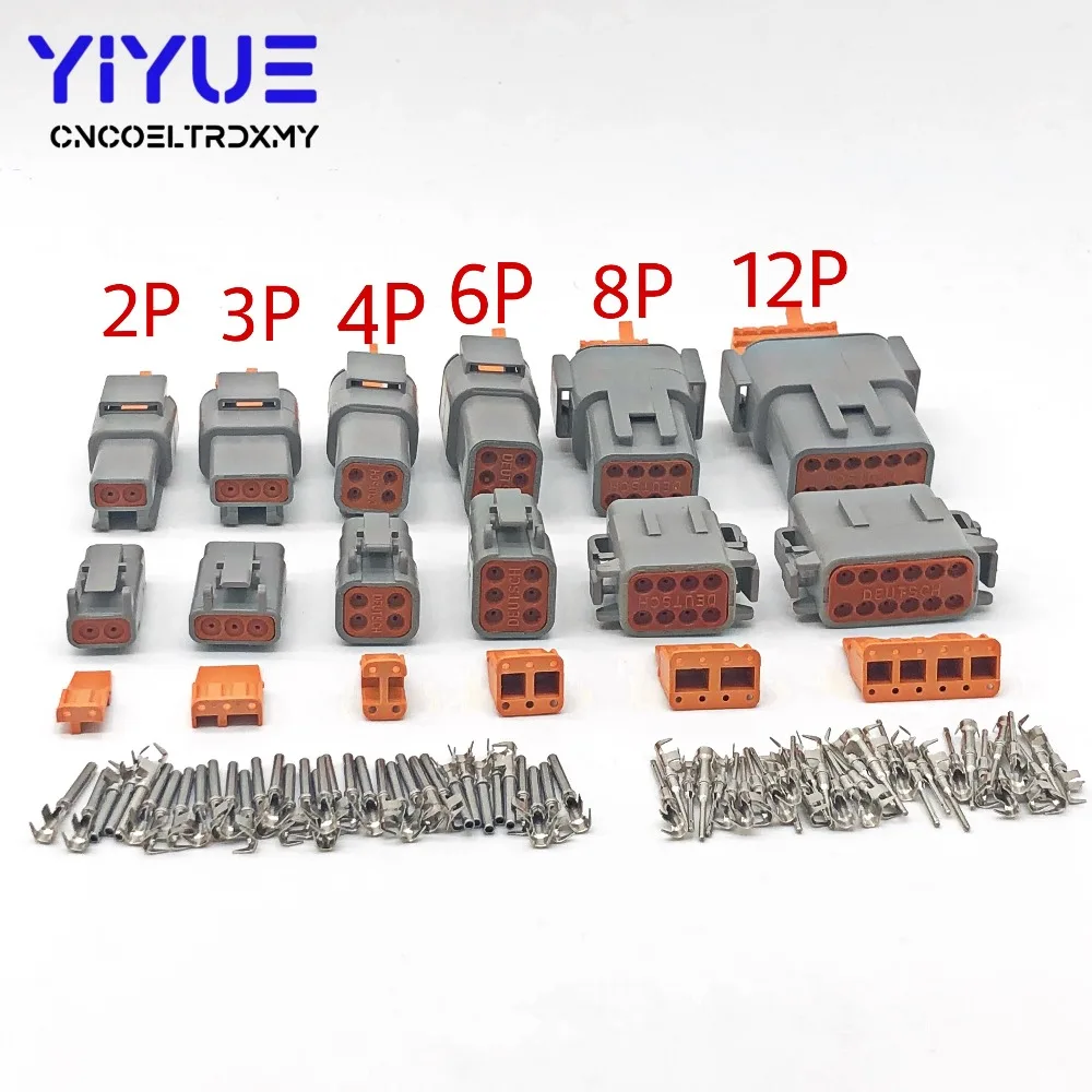 1 Sets Deutsch DTM 2-12P Male Female Auto Waterproof Connector Automotive Sealed Plug With Pins