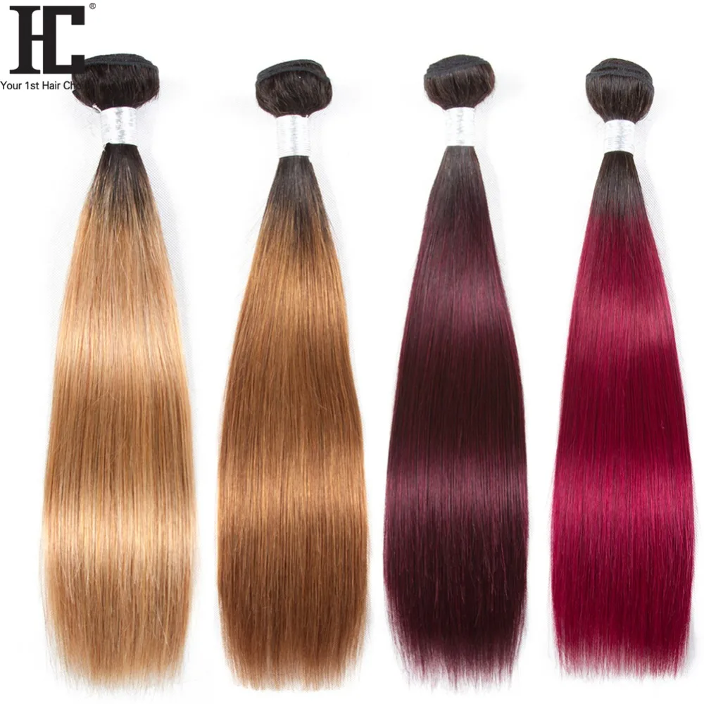 Braziliaanse Steil Haar 1/3/4 Bundels Ombre Steil Haar Bundels 1B/27 30 99j Bordeaux Remy ombre 100% Menselijk Haar Weave Bundels