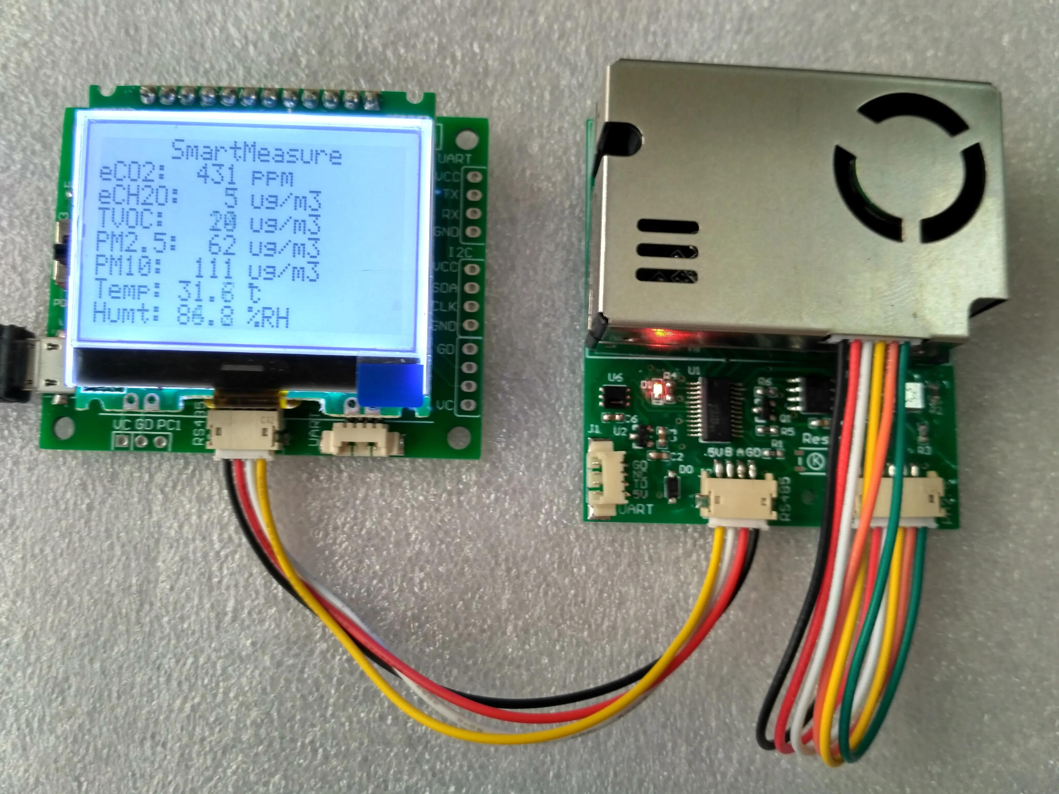 

Tester 7-in-One sensor module with screen PM2.5 PM10 temperature and humidity C02 formaldehyde TVOC