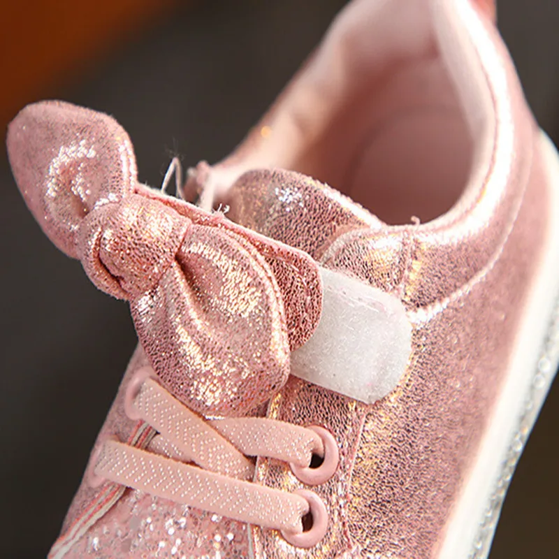 Baby Girls Shoes Toddler Children Baby Girls Boys Casual Shoes Sequins Bowknot Crystal Run Sport Sneakers Shoes For Girls