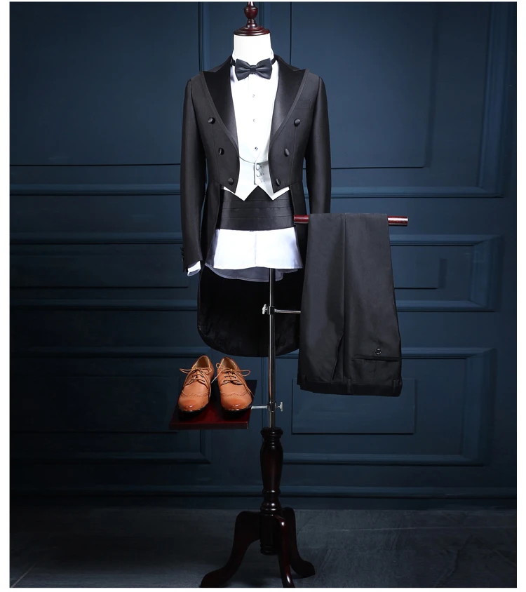 

New Arrival Unique Fashion Slim Double Breasted Groom Tuxedos/Men's Business Suit/Black Gentleman Tuxedos 1094