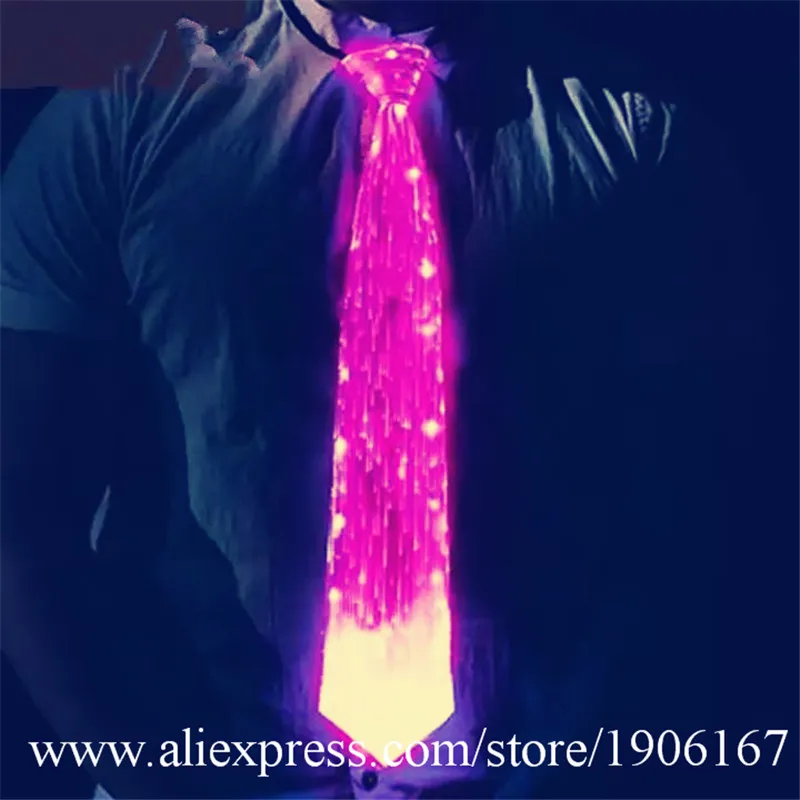 Colorful LED Fiber Light Tie Nightclub Bar Halloween Christmas Luminous Necktie Stage Performance Props Lighting Wears Tie