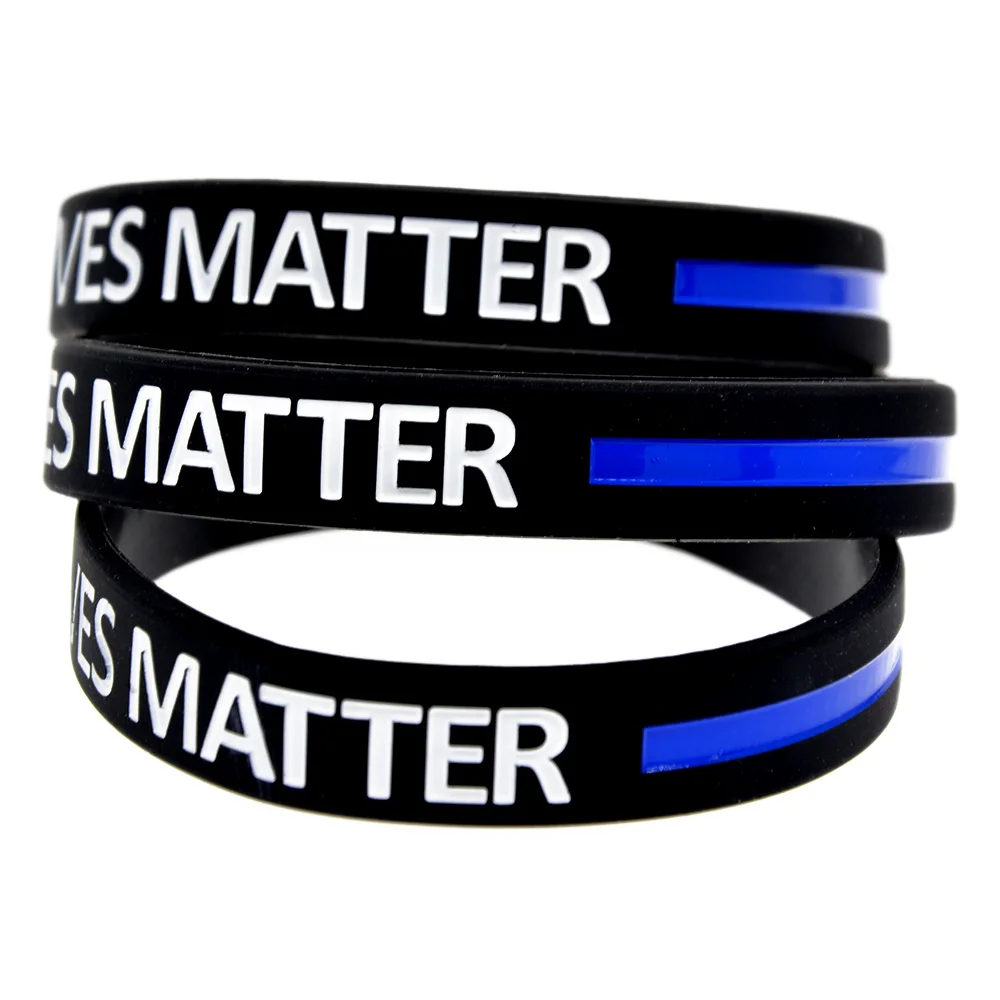 50 Stück Unity and Honor Blue Lives Matter Armreif aus Silikonkautschuk, unterstützt Polizei, Wohltätigkeit, Fundraiser, Event-Armband, Schwarz – Detail 5