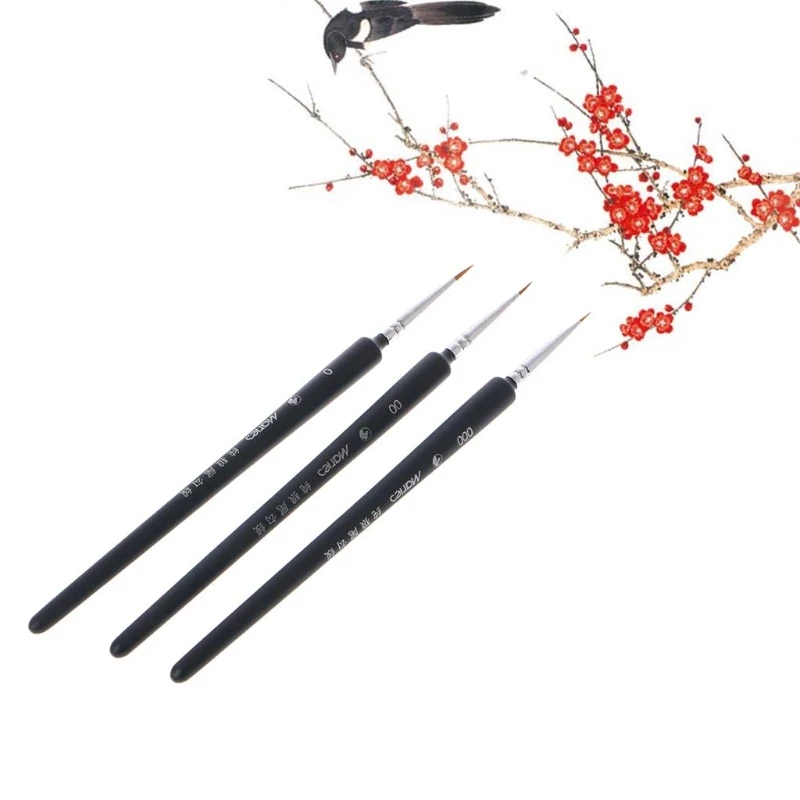 3 Thu Nhỏ Sơn Chi Tiết Bàn Chải 0/ 00/ 000 Lông Sói Chuyên Nghiệp Mỹ Chi Tiết Cho Nghệ Thuật Tiếp Liệu Vẽ nghệ Thuật Bút Lông Vẽ