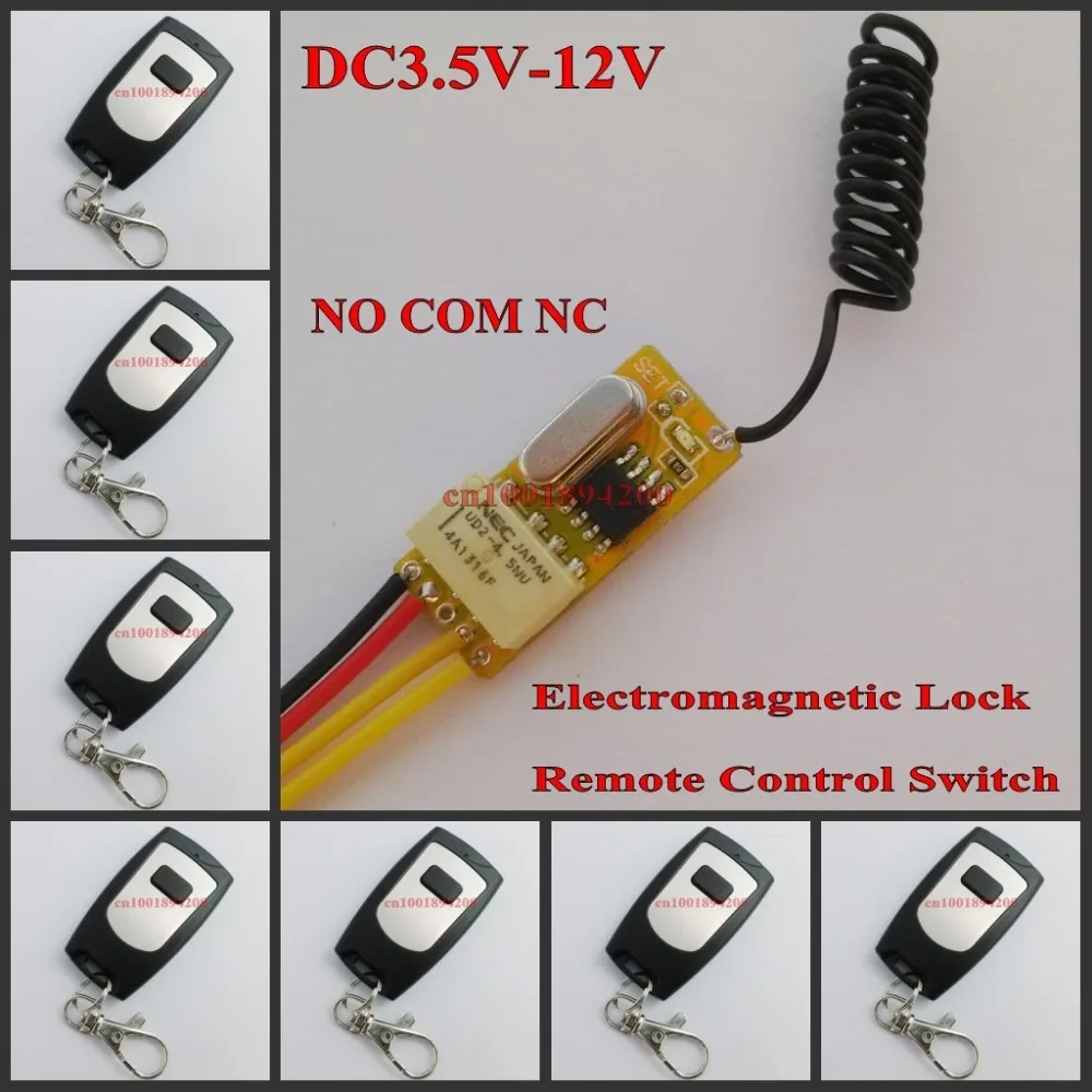 Access Control System 3.7V 4.5V 5V 6V 7.4V 9V 12V Electromagnetic Lock Remote Control Switch Wireless Door Open Close NO COM NC