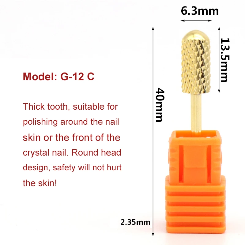 1pcs 2.35mm Shank Golden Nail Grinding Head Tungsten Steel Grinding Machine Dedicated Sander Drill Bit Polishing Tools