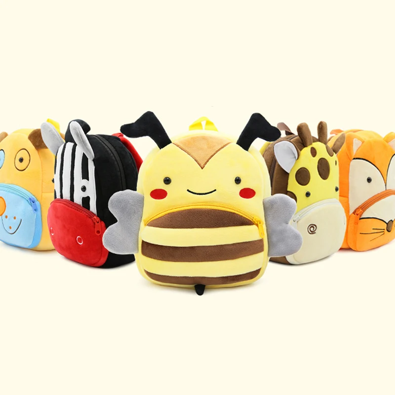 Mini sacs d'école pour enfants, pour bébés garçons et filles, sac à dos en peluche souple, dessin animé Animal mignon