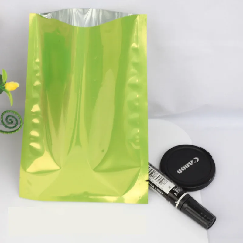 8*12cm, 200pcsX Green aluminium foil bag - Aluminized mylar foil plastic pouch heat-sealable, flat bags food storage packaging