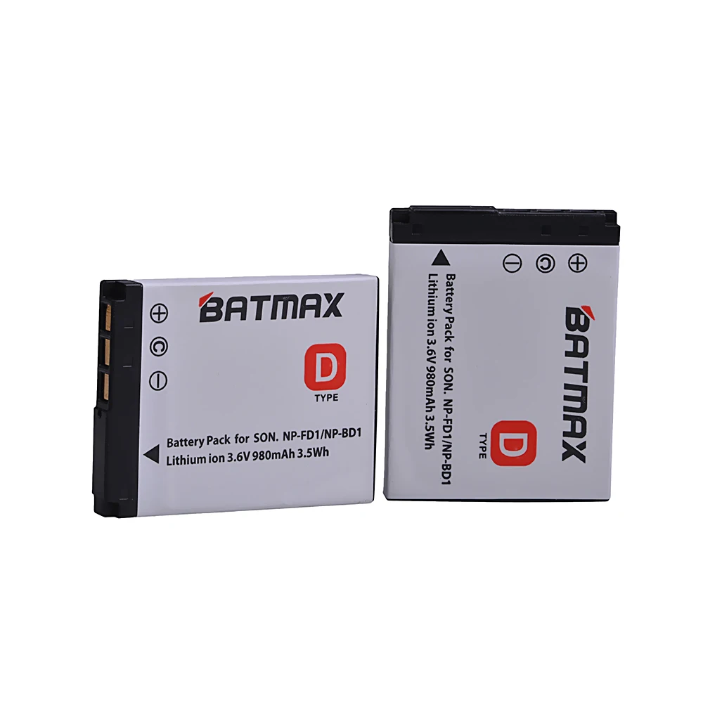 Batmax 2Pcs NP-FD1 NP-BD1 NP BD1 FD1 Camera Battery for sony DSC T300 TX1 T900 T700 T500 T200 T77 T900 T90 T70 T2 G3 S930