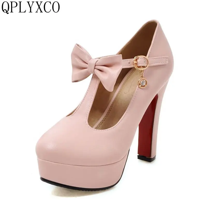 QPLYXCO  fashion sweet shoes woman big size 31-47 high heels sexy women shoes spring autumn pumps party office wedding shoes T-1