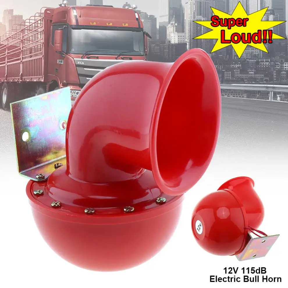 12V 115dB Red Electric Raging Bull Air Horn for Car / Truck / Motorcycle Trucks and Boats