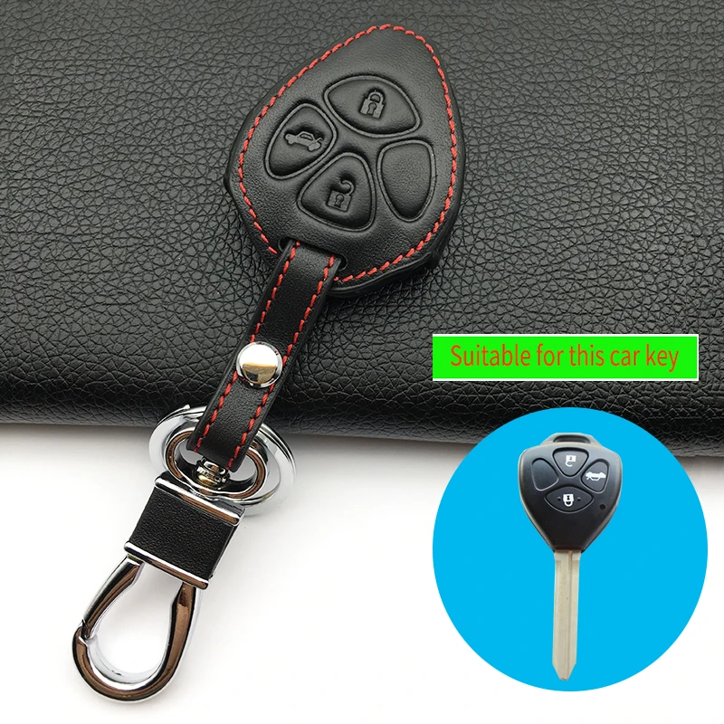 Genuine Leather Men & Women\'s Key Holder Key Chain Car Key Case Cover For Toyota Tarago RAV4 Corolla Camry Celica Avalon 3 key