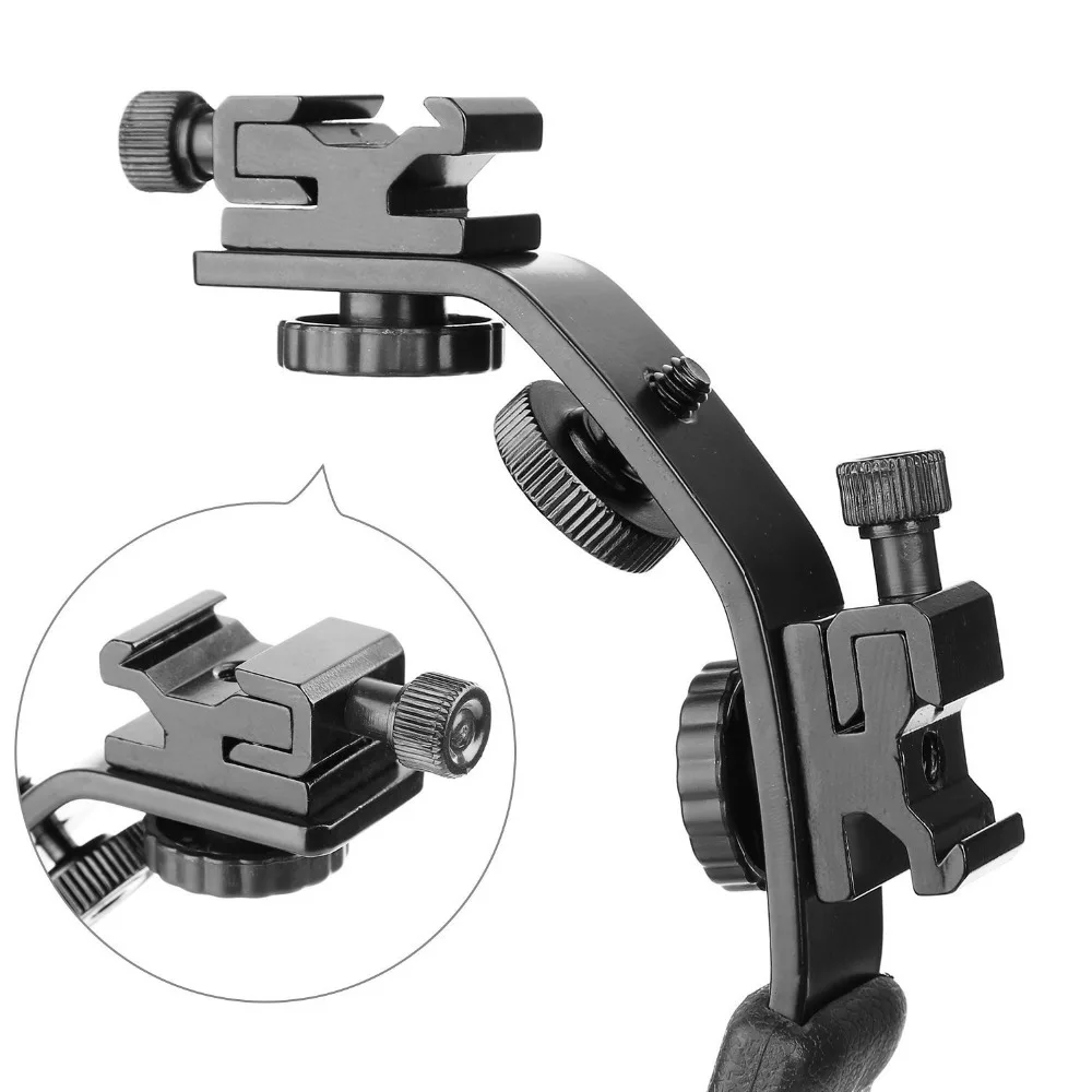 C Shape Aluminum Bracket with Cold Shoe Adaptor for Microphones LED Flash Mount Holder for Canon Nikon DSLR SLR DV Cameras