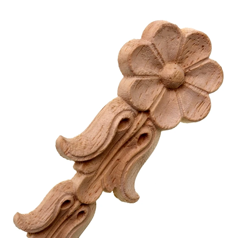 RUNBAZEF Solid Wood Applique Woodcarving European-style Carved Vertical Long Flower Tablet Home Decoration Accessories Ornaments