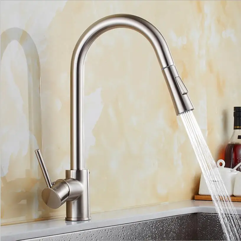 Newly Arrived Pull Out Kitchen Faucet Gold/Chrome/nickel/ Sink Mixer Tap 360 degree rotation kitchen mixer taps Kitchen Tap