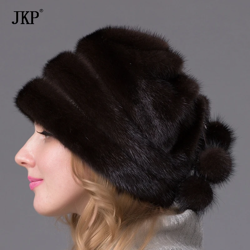 JKP Real Mink Fur Hat 2022 New Arrival Quality Good Colorful Female Luxury Fur Hat Female Winter Warm Cap DHY-47