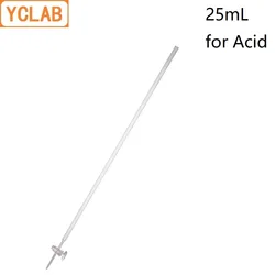 YCLAB 25mL Burette with Stopcock for Acid Class A Transparent Glass Laboratory Chemistry Equipment