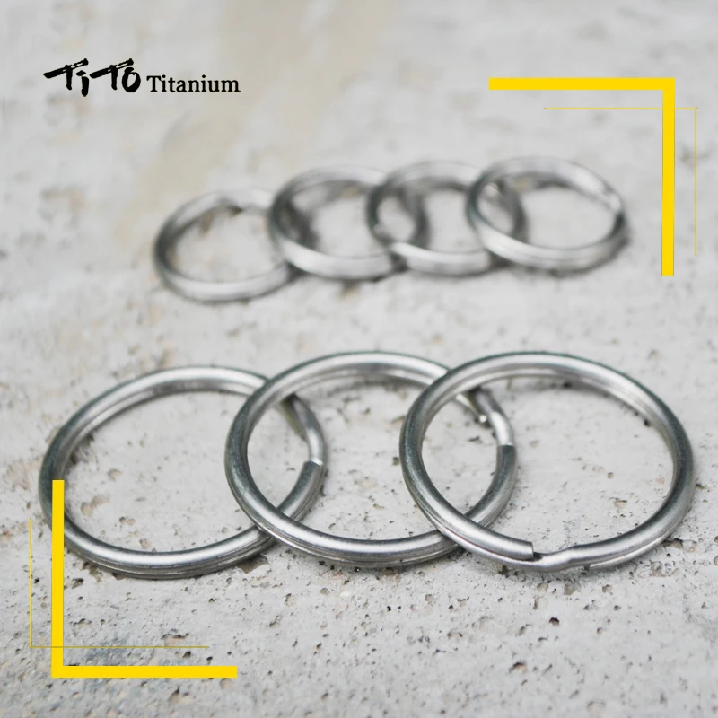 TiTo Titanium GR2 titanium key ring outdoor micro keychain Buckle Round Split circle 6Pcs/lot
