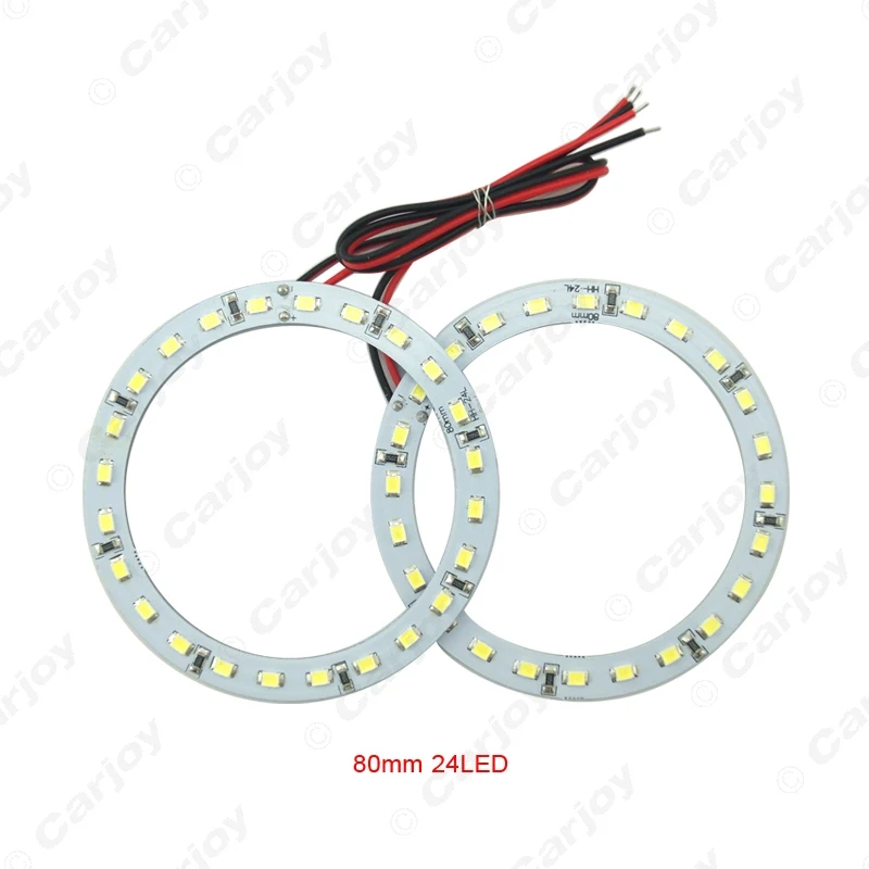LEEWA 2pcs (pair) 80mm Car Angel Eyes 1210/3528 24SMD LED Headlight Halo Ring Angel Eye Lighting White Red Blue #CA2668