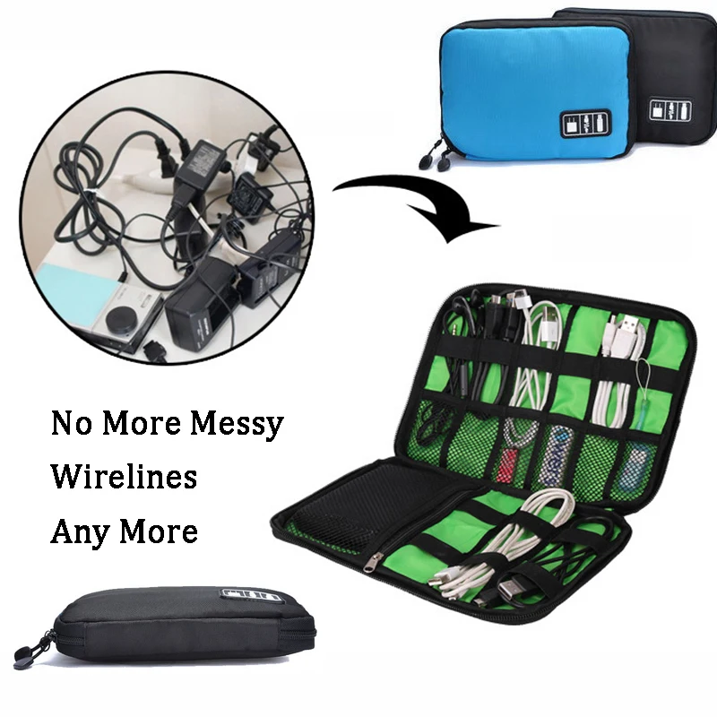 Outdoor Travel Kit Waterproof Nylon Cable Holder Bag Electronic Accessories USB Drive Storage Case Camping Hiking Organizer Bag 2