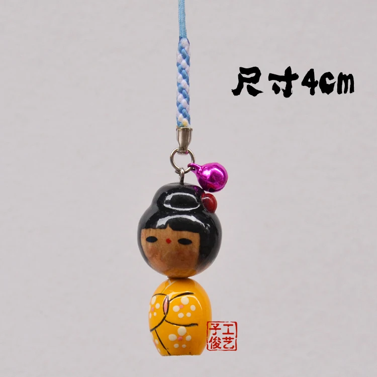 1pc Japanese puppet pendant phone pendant rope small gifts 4cm kimono doll Pendant keychain
