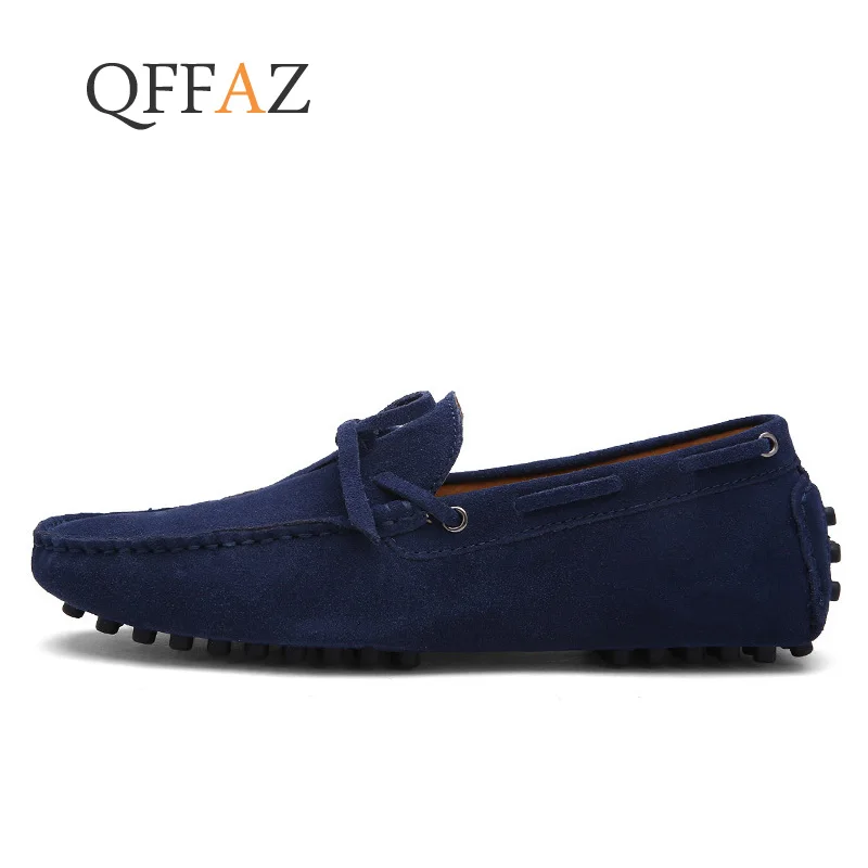 QFFAZ 2021 Casual Men Shoes Tassels Men Loafers Slip On Moccasins Driving Shoes Male Suede Leather Flats Shoes Plus Size 38-48