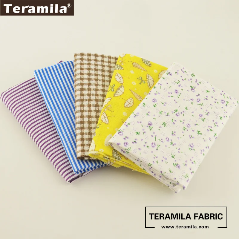 Teramila Cotton Cloth Plaid Fabrics 25 Designs Charm Packs Fat Quarter for Sewing Quilting Patchwork Fabric Craft Beginners