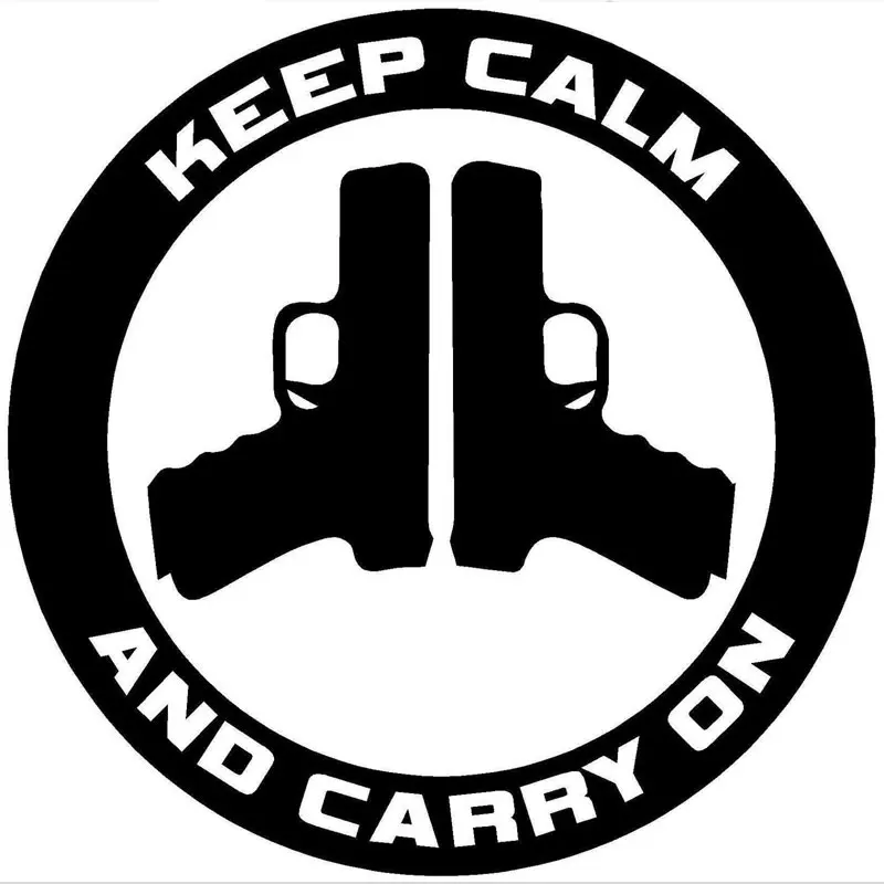 12.7CM*12.7CM Keep Calm and Carry On - Gun Control Decal Car Stickers Reflective Vinyl Styling Black Sliver C8-1028