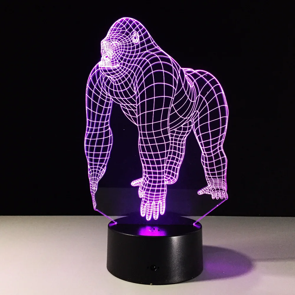 Orangutans figure Acrylic 3D LED lights Stereo vision Colorful remote touch smart home action figure Wireless speaker Y20