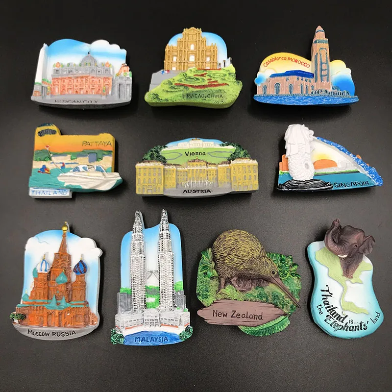 fridge magnet souvenir 3D Austria Malaysia Vatican  New Zealand  Russia Macao Morocco fridge magnets resin refrigerator paste