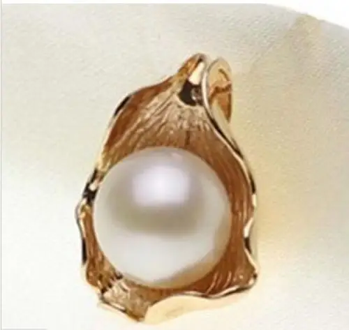 12-13MM AAA+ NATURAL SOUTH SEA GENUINE WHITE PEARL Rose gold PENDANT