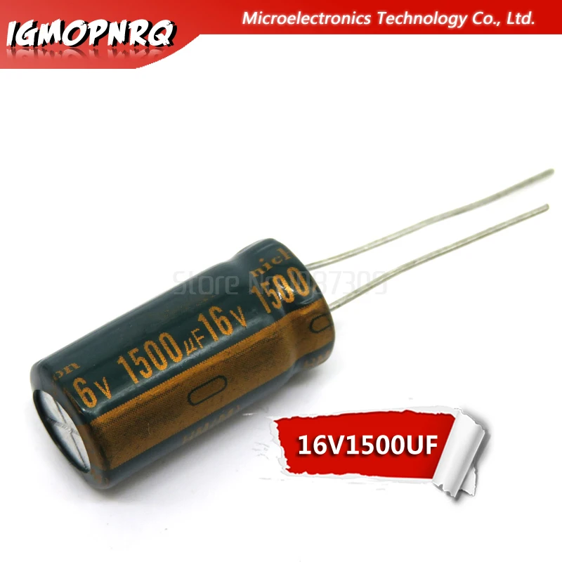 10PCS 16V1500UF 10*20mm 1500UF 16V 10x20mm Aluminum Electrolytic Capacitors DIP