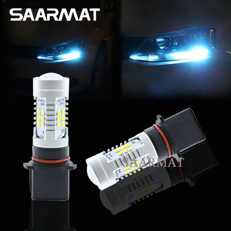 Pair White Crystal Blue P13W 21-SMD LED Bulb DRL Daytime Running Light Fog Light For Audi A4 Q5 S4 For Mercedes-Benz E350 E550