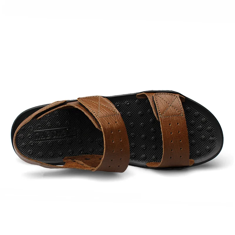 Summer Men Casual Genuine Leather Sandals Flat Beach Sandalias Hombre Cuero Open Shoes Sandales Homme 2020 Non Slip Size 48