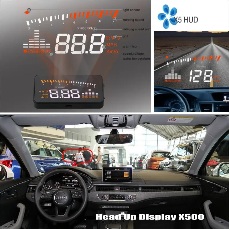 

For Audi A4/S4/RS4 Auto Accessories Universal Head Up Display HUD Car Electronic OBD2 Windshield Speed Projector Security Alarm