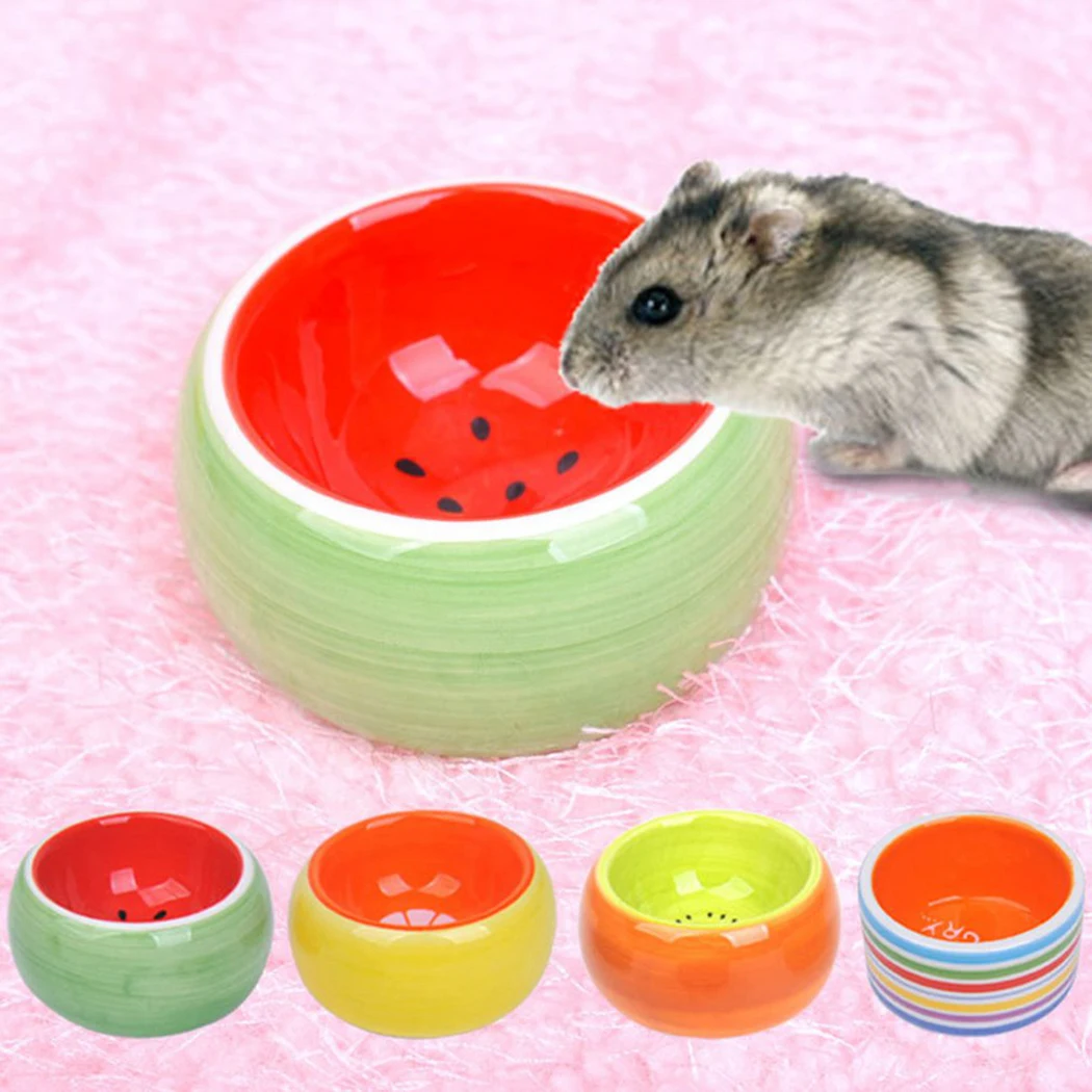 Small Pet Ceramic Bowls Creative Cute Fruit Pattern Bowl Pet Water Food Bowl For Hamster Chinchilla Rabbit Pet Feeding Supplies