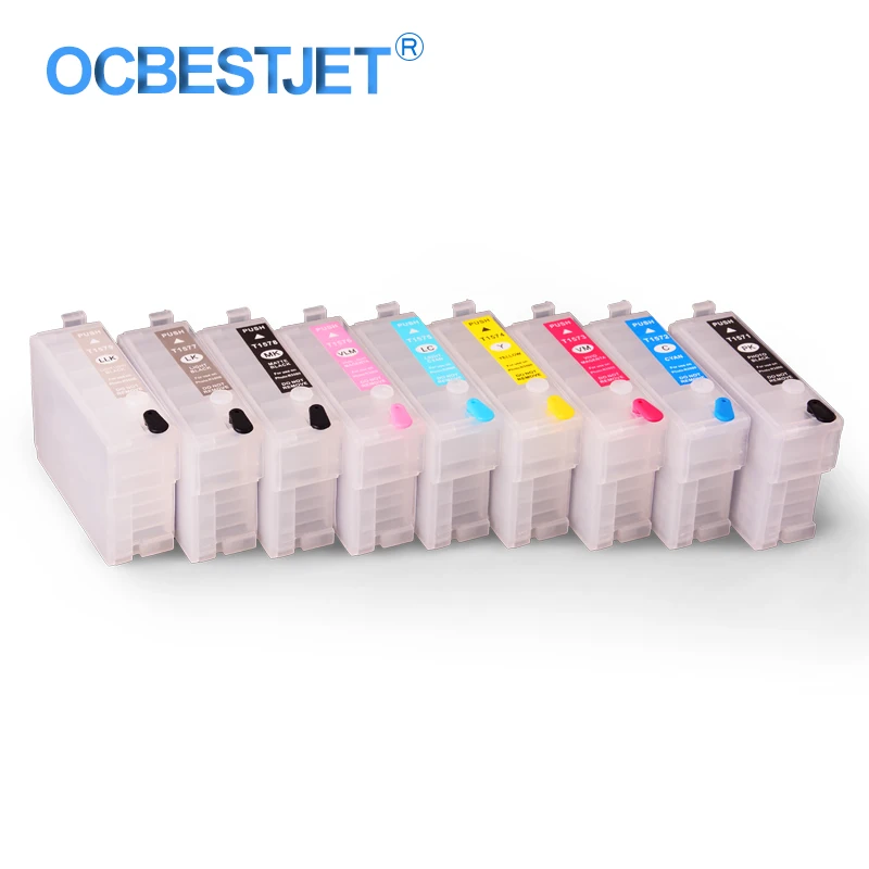 9 Colors/Set T1571 T1571-T1579 Refillable Ink Cartridge With ARC Chip For Epson Stylus Photo R3000 (PBK C M Y LC LM LK LLK MBK)