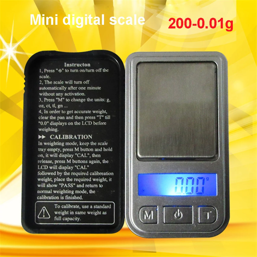 Mini báscula digital precisa, 200G, 0,01G, LCD, retroiluminación, báscula de peso para joyería, oro, plata, Tesoro, 1 unidad