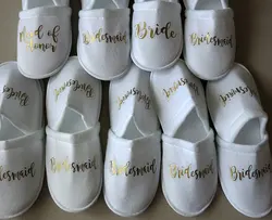 Personalizzato matrimonio damigella d'onore sposa spa pantofole Matron of honor hen night addio al nubilato bomboniere regali