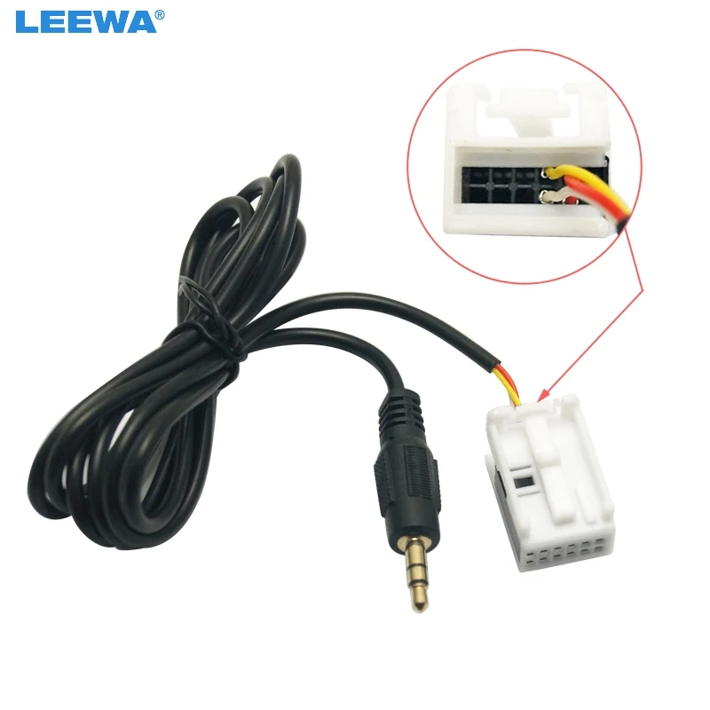 

LEEWA Car Stereo Audio 3.5mm Male AUX Adapter Cable Fit For Peugeot 307/308/407/408/507 For Citroen C2/C5/C-Quatre/Sega/Triumph