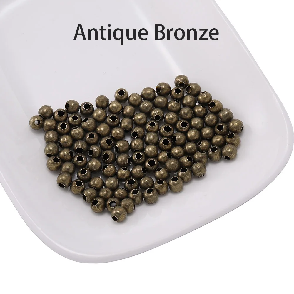 30-500 teile/los 2-10mm Gold Farbe Runde Spacer Perle Ball Ende Metall Rocailles Für Armband Halskette DIY Schmuck Machen Zubehör – Detail 8