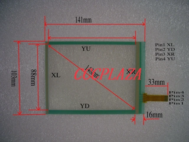 5.7-inch touch screen 4-wire resistive industrial control Taiwan imported size 141MM*103MM