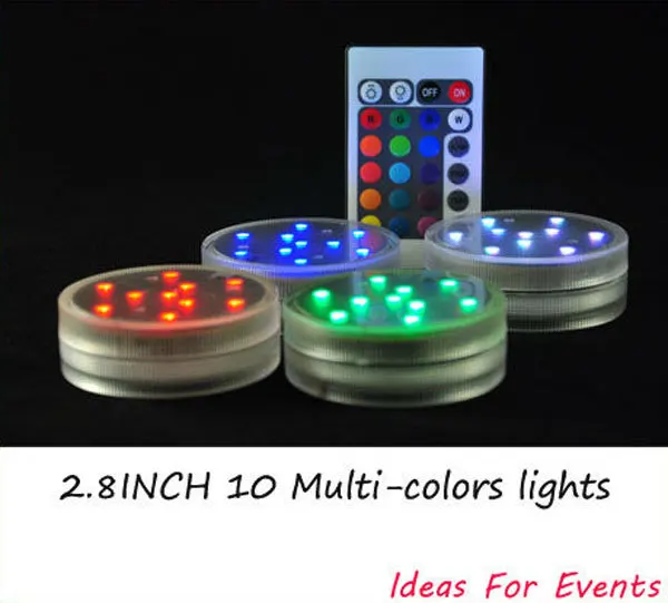 2015 Promotion free Shipping 12pcs/lot Rgb Multi Colors Submersible Led Light, Remote Control Wedding Supplies Centerpiece Light