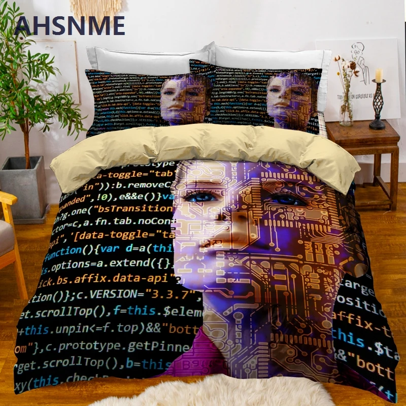 

AHSNME Sience Fiction Bedding Set Function Numbers Duvet Cover Sets Digital Printed Pillowcase Ropa de Cama